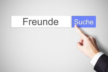 Finger drückt Suche Webbrowser Freunde