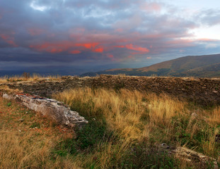 Fantastic colors autumn landscape in the Carpathian mountains. B