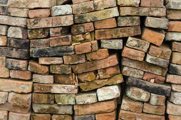 Brick wall background. Close up on stack of bricks.