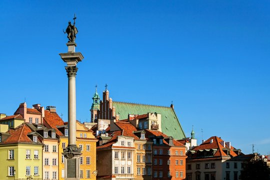 Old town architecture square landmark in warsaw