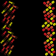 Small skeletons pumpkins left right