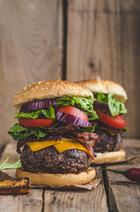 Beef burger rustic style