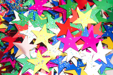 Celebratory Background from colour stars. Macro
