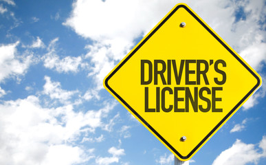 Driver's License sign with sky background