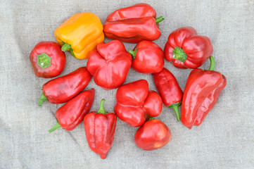 Red and yellow sweet peppers