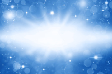 Abstract blue and white stars space shining background. Copy space