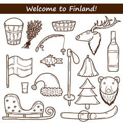 Finland hand drawn icons