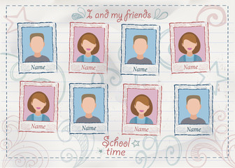 School album yearbook and kute pencil drawing