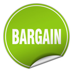 bargain round green sticker isolated on white