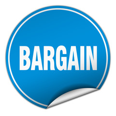 bargain round blue sticker isolated on white