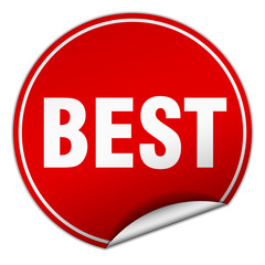 best round red sticker isolated on white