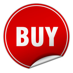 buy round red sticker isolated on white