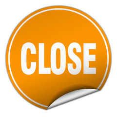 close round orange sticker isolated on white