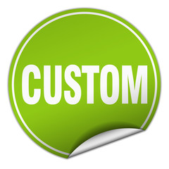 custom round green sticker isolated on white