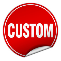 custom round red sticker isolated on white