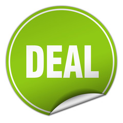 deal round green sticker isolated on white
