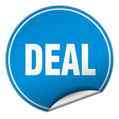 deal round blue sticker isolated on white