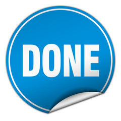 done round blue sticker isolated on white