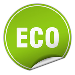 eco round green sticker isolated on white