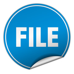 file round blue sticker isolated on white