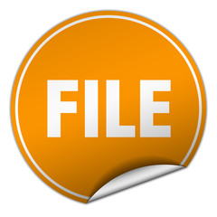 file round orange sticker isolated on white