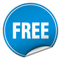 free round blue sticker isolated on white