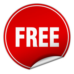 free round red sticker isolated on white