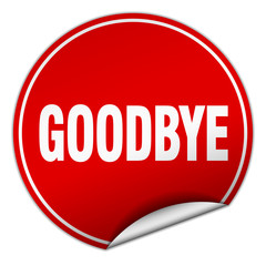 goodbye round red sticker isolated on white