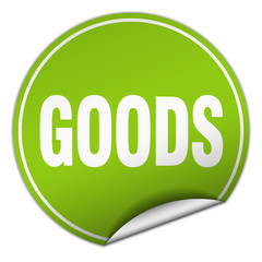 goods round green sticker isolated on white
