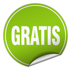 gratis round green sticker isolated on white