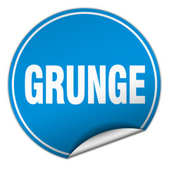 grunge round blue sticker isolated on white