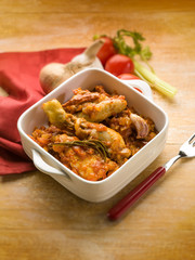 chicken Cacciatora italian traditional recipe, selective focus