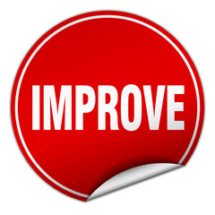 improve round red sticker isolated on white