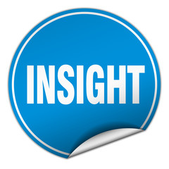 insight round blue sticker isolated on white