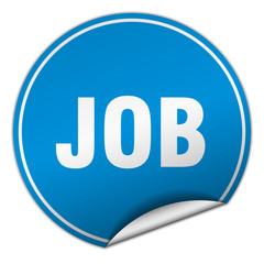 job round blue sticker isolated on white
