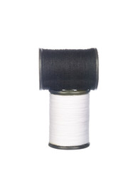 White and black thread isolated on white background