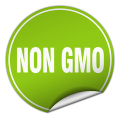 non gmo round green sticker isolated on white