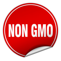 non gmo round red sticker isolated on white
