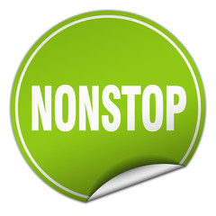 nonstop round green sticker isolated on white