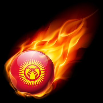 Round glossy icon of Kyrgyzstan