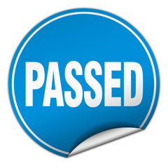 passed round blue sticker isolated on white