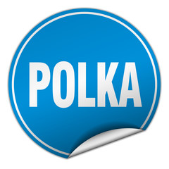 polka round blue sticker isolated on white