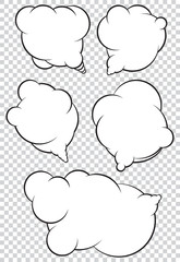 Set of 5 vector talking bubbles with white fills and transparent