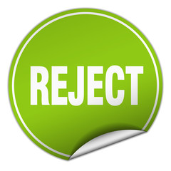 reject round green sticker isolated on white