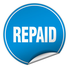 repaid round blue sticker isolated on white