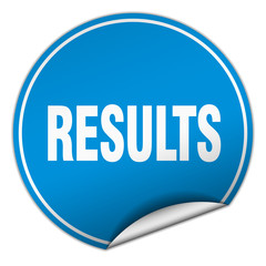 results round blue sticker isolated on white