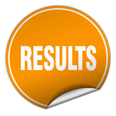 results round orange sticker isolated on white
