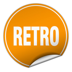 retro round orange sticker isolated on white