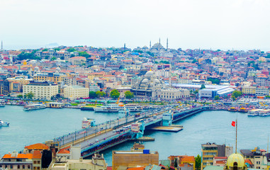 aerial view of golden horn bay in turkish capital istanbul
