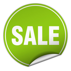 sale round green sticker isolated on white